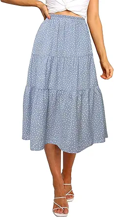 MEROKEETY Women's Boho Leopard Print Skirt Pleated A-Line Swing Midi Skirts
