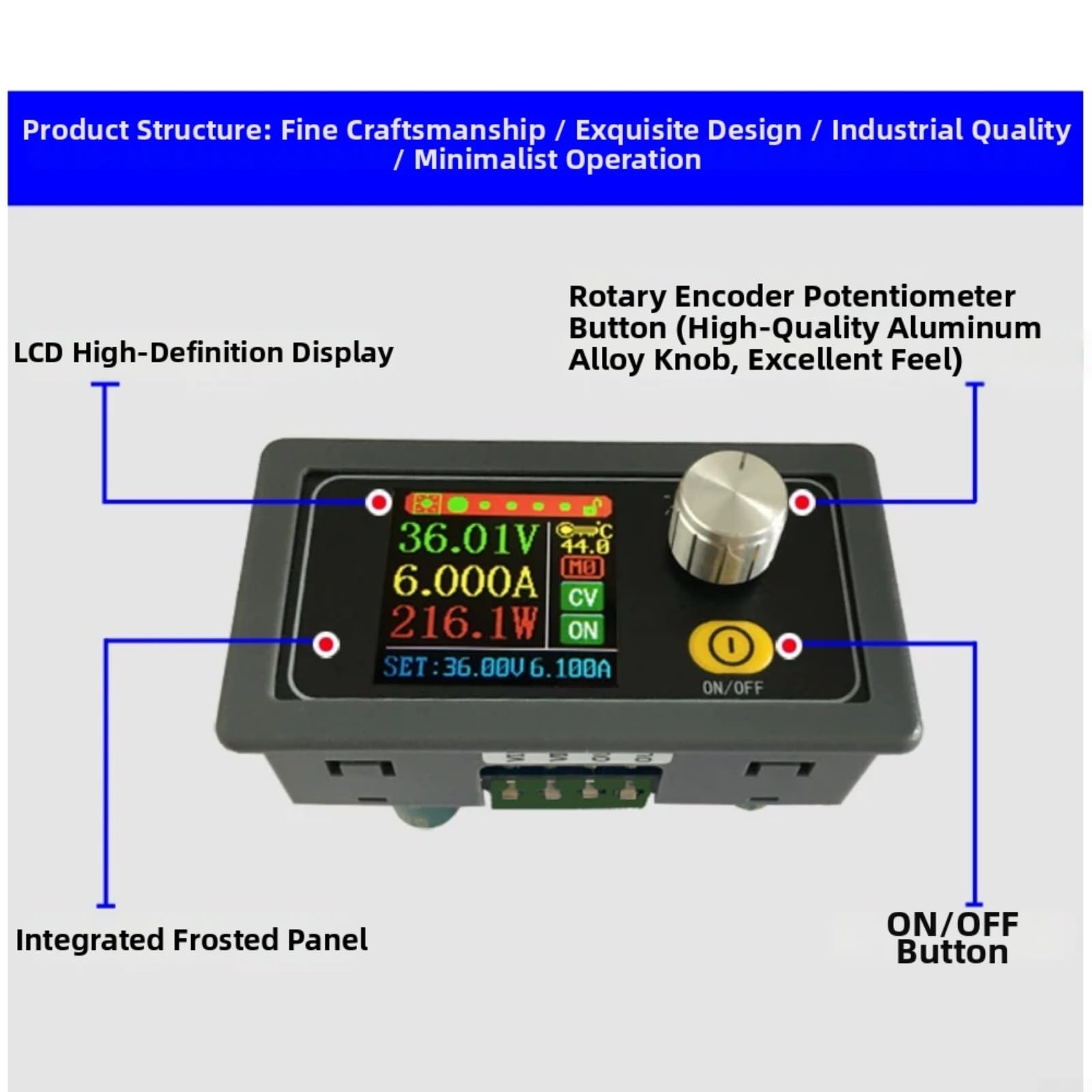 Fuente de alimentación CC ajustable 36 V 6 A 216 W regulador de corriente con pantalla digital diseño compacto 79 x 42 mm para proyectos electrónicos (Without WIFI)