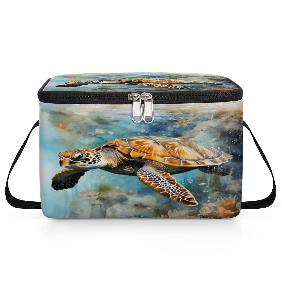 GzLeyigou Ocean Turtle Lunch Bags for Women Men 9 Cans, Hot & Cold Food Delivery Bag Insulated Grocery Bag Insulated Lunch Box Turtle Cooler Bag for Office Work Picnic Beach