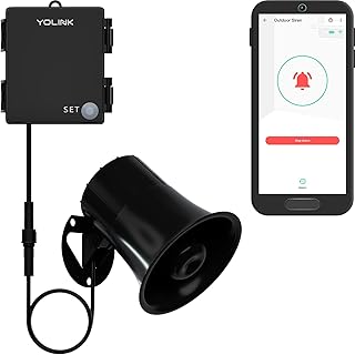 YoLink Outdoor Security Siren & Smart Alarm Controller Kit - Loud 110 dB, Wireless, Battery-Powered, 1/4 Mile Range, Andro...