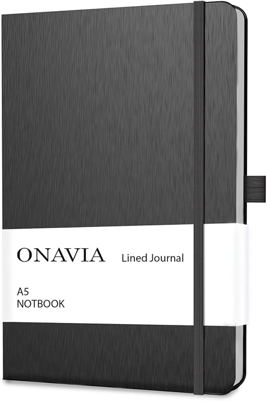 ONAVIA Carnet de Notes A5 Classique Papier Ligné, Journal Couverture Rigide et Fermeture par Elastiq