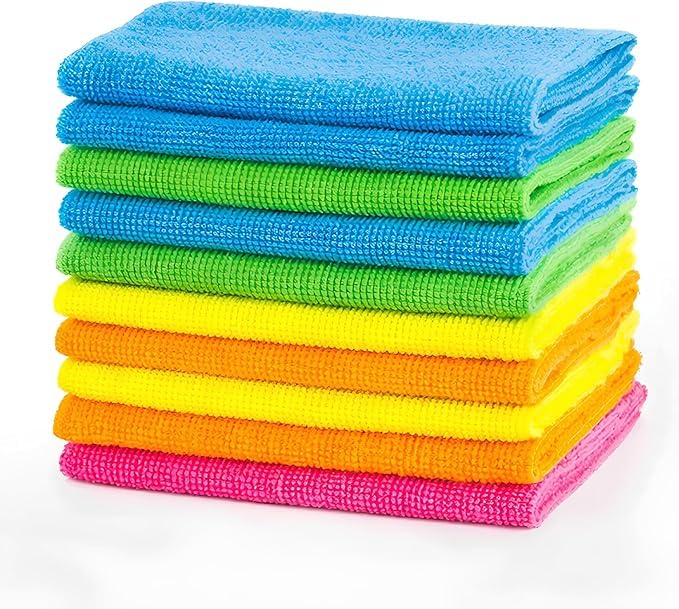 Kit 10 Panos Microfibra Flanela Multiuso Limpeza Automotivo Lavável Reutilizável