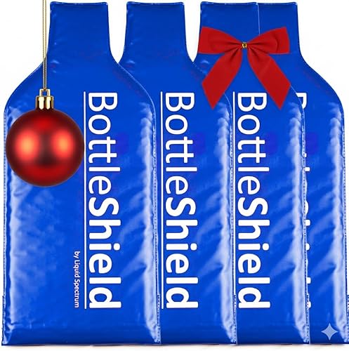 Paquete de 4 bolsas de viaje reutilizables para protección de vino, de Bottle Shield, con acolchado de burbujas, irrompible, a prueba de fugas,