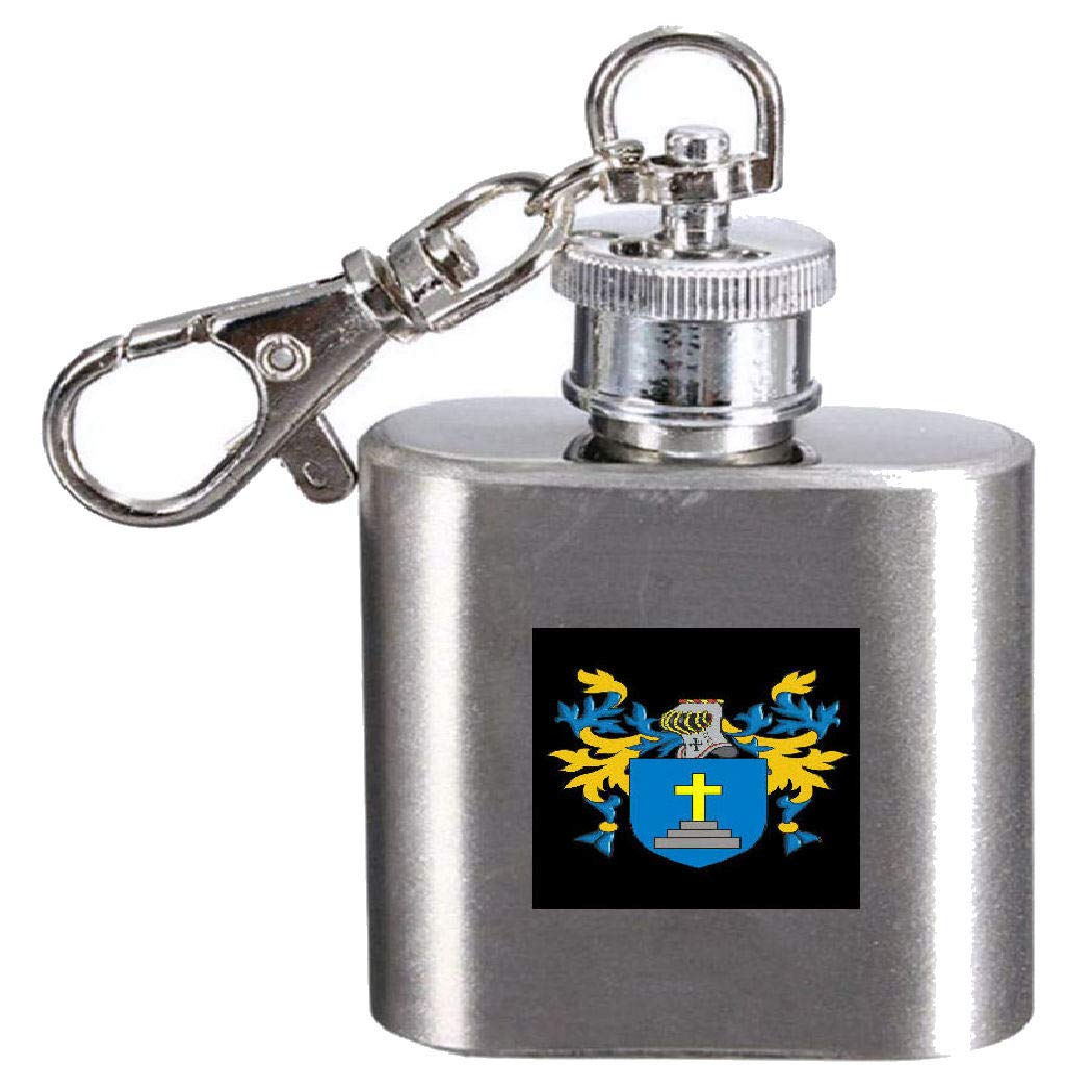 Flasque avec blason gravé haut de gamme et porte-clés de prestige