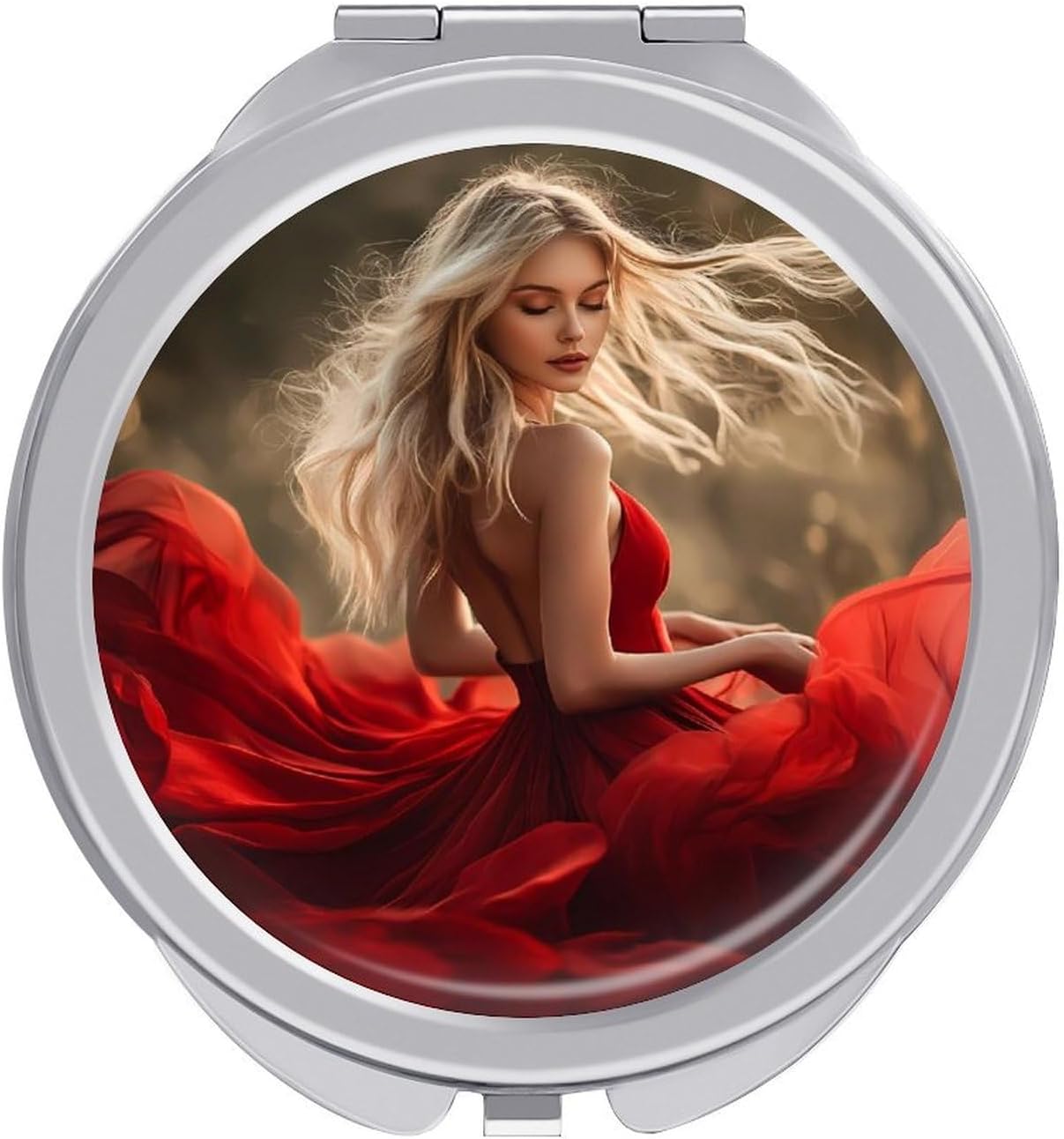 Beautiful Woman Compact Makeup Mirror Mini Foldable Cosmetic Mirror Portable Travel Mirror for Purse Pocket