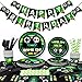 Video Game Party Supplies-Gamer Birthday Party Supplies Including Gaing Paper Plates,Cups,Napkins, Straws And Happy Birthday Banner For Boy Gamer Birthday Party Decoration
