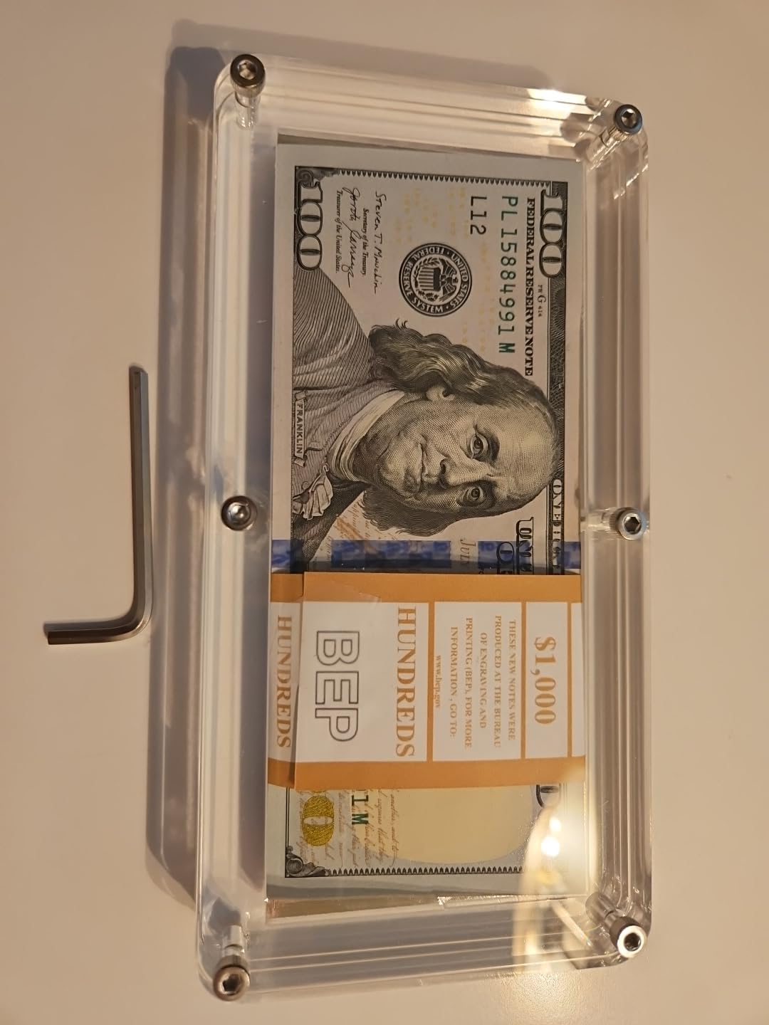 2 Pack Acrylic Currency Display CASE Holds 100 Bills Money NOT Included Bill CASE.Dollar Bill Frame BEP 100 Bills CASE Slab Holder Bank Notes Holder
