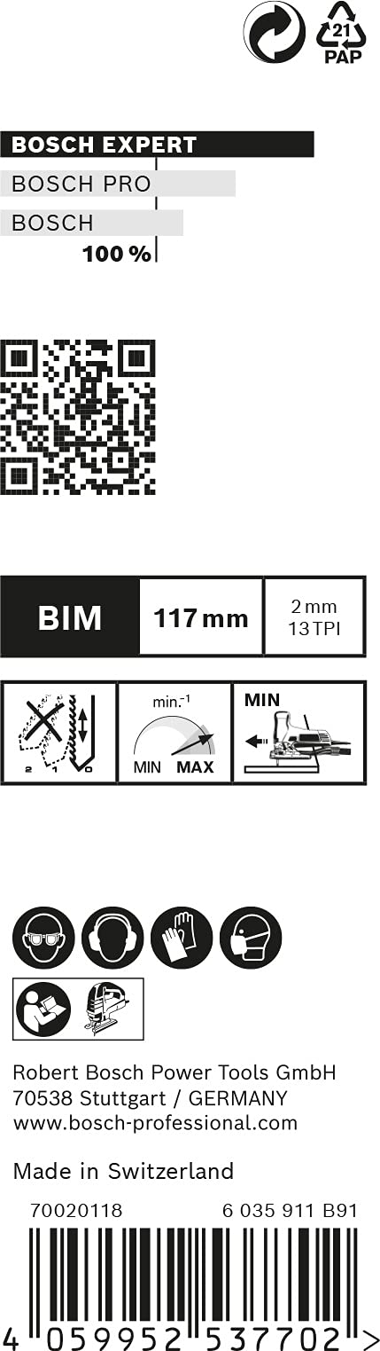 Bosch Professional 100x Lames de scie sauteuse Expert 'Hardwood 2-Side Clean' T 308 BF (pour Panneaux plastifiés, Panneau multiplex, Longueur 117 mm, Accessoire Scie sauteuse)