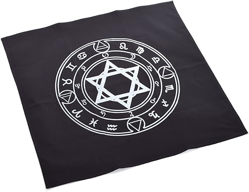 BLESSUME Mantel de tarot de altar cuadrado negro tapiz hexagonal Wicca (negro)