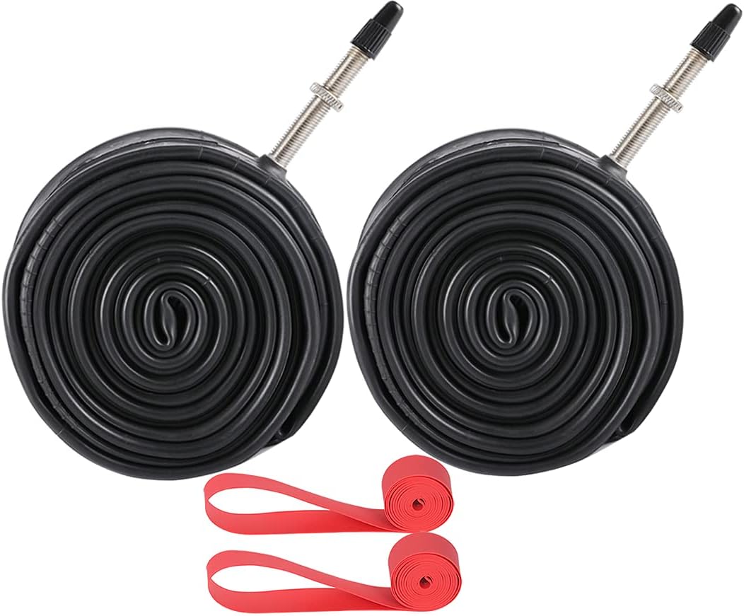 2Pack 26x1.9/1.95/2.0/2.125 Bike Inner Tubes Presta Valve 48MM Plus 2 Bike Tire Strips 26