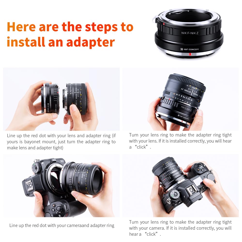 K&F CONCEPT Bague Adaptation Objectif pour Monter Objectif NIikon vers Boîtier compatibile Con Nikon Z (NIK-compatibile Con Nikon Z)