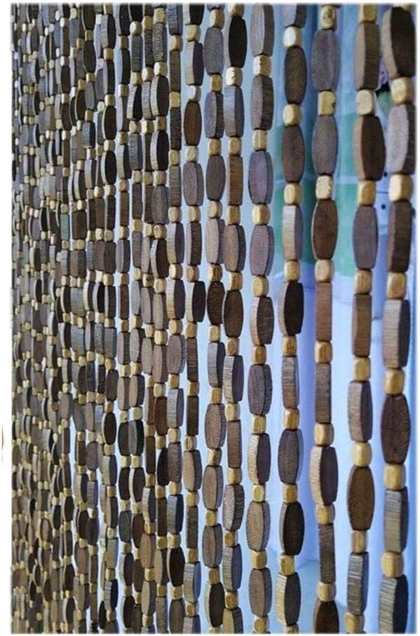 Rideau de perles en bois marron 100x220cm pour séparateur de pièce et placard