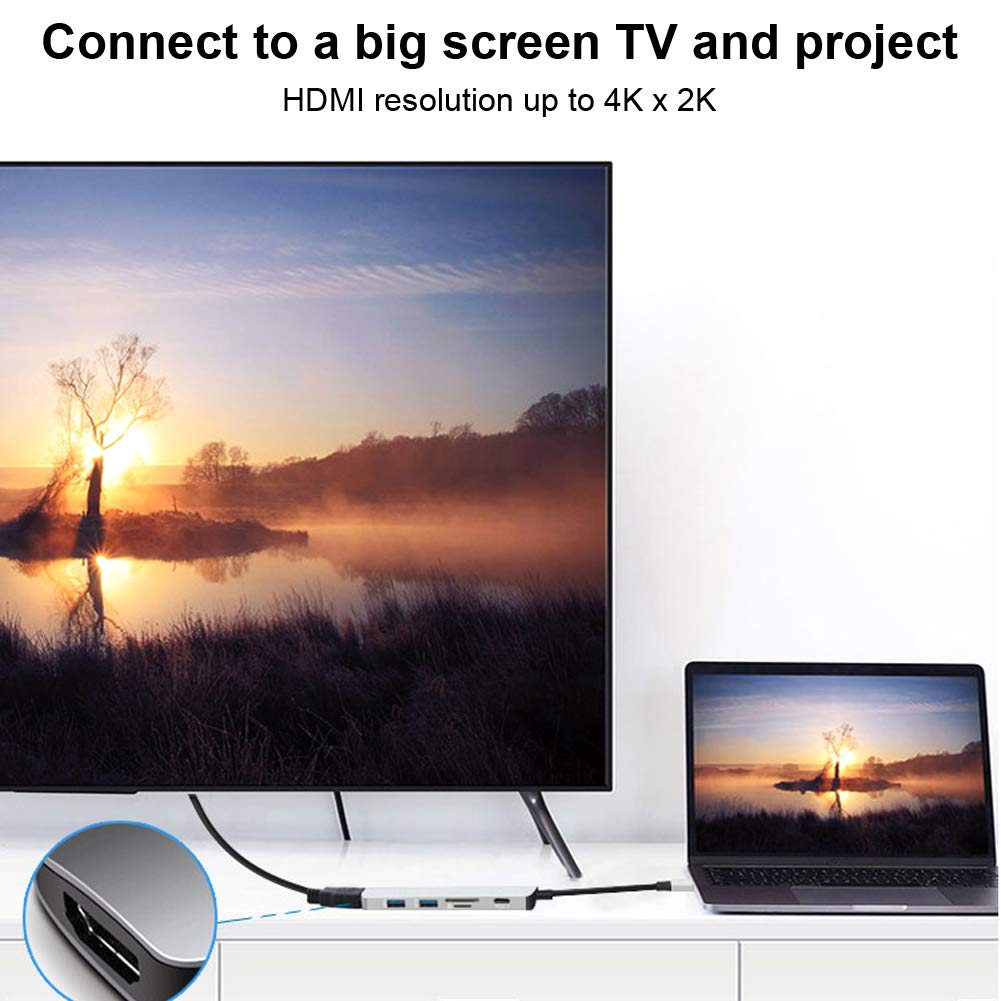 Ausla Type-C 6 en 1 Hub, 4K USB 3.0 Carga PD 3.0