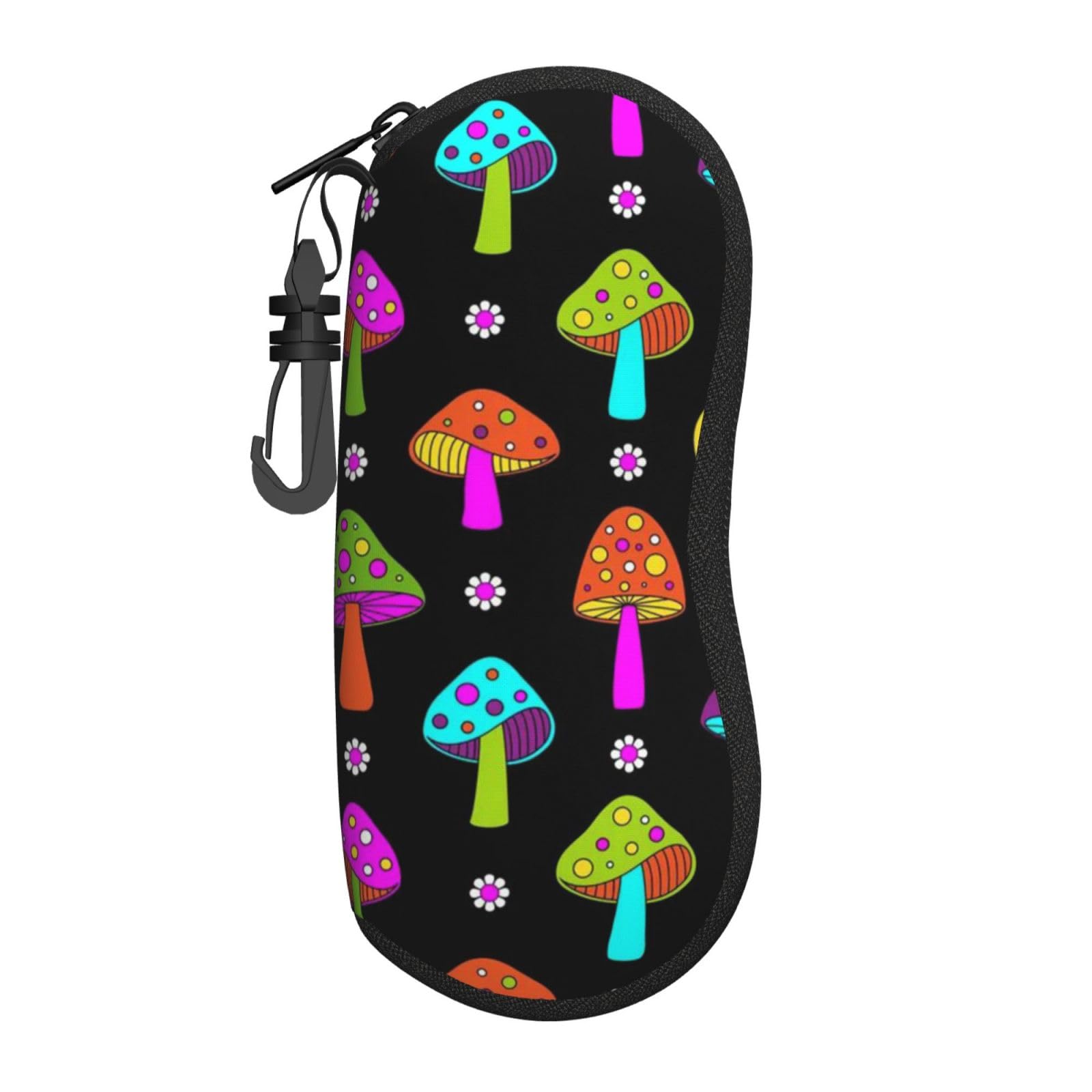 Hceaatb Glasses Case Forest Fungus Flower Soft Case Ultra Light Zipper Eyeglass Case With Belt Clip, Sunglasses Travel Pouch For Men Women