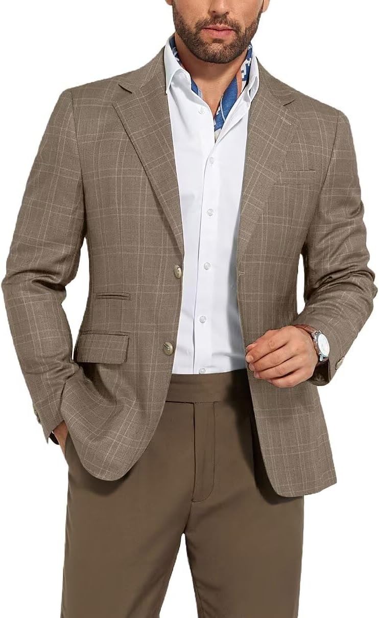 Men's Suit Jacket Blazer Casual Plaid Stripe Slim Fit Single Breasted Mens Tuxedos Jackets Party Sport Coats Blazers - Image 6