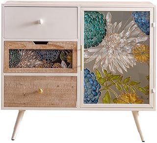 Buffet Cabinet Hand-Painted Enamel Sideboard, Pantry Storage Cabinet Glass Light Luxury Drawer Cabinet Sideboard