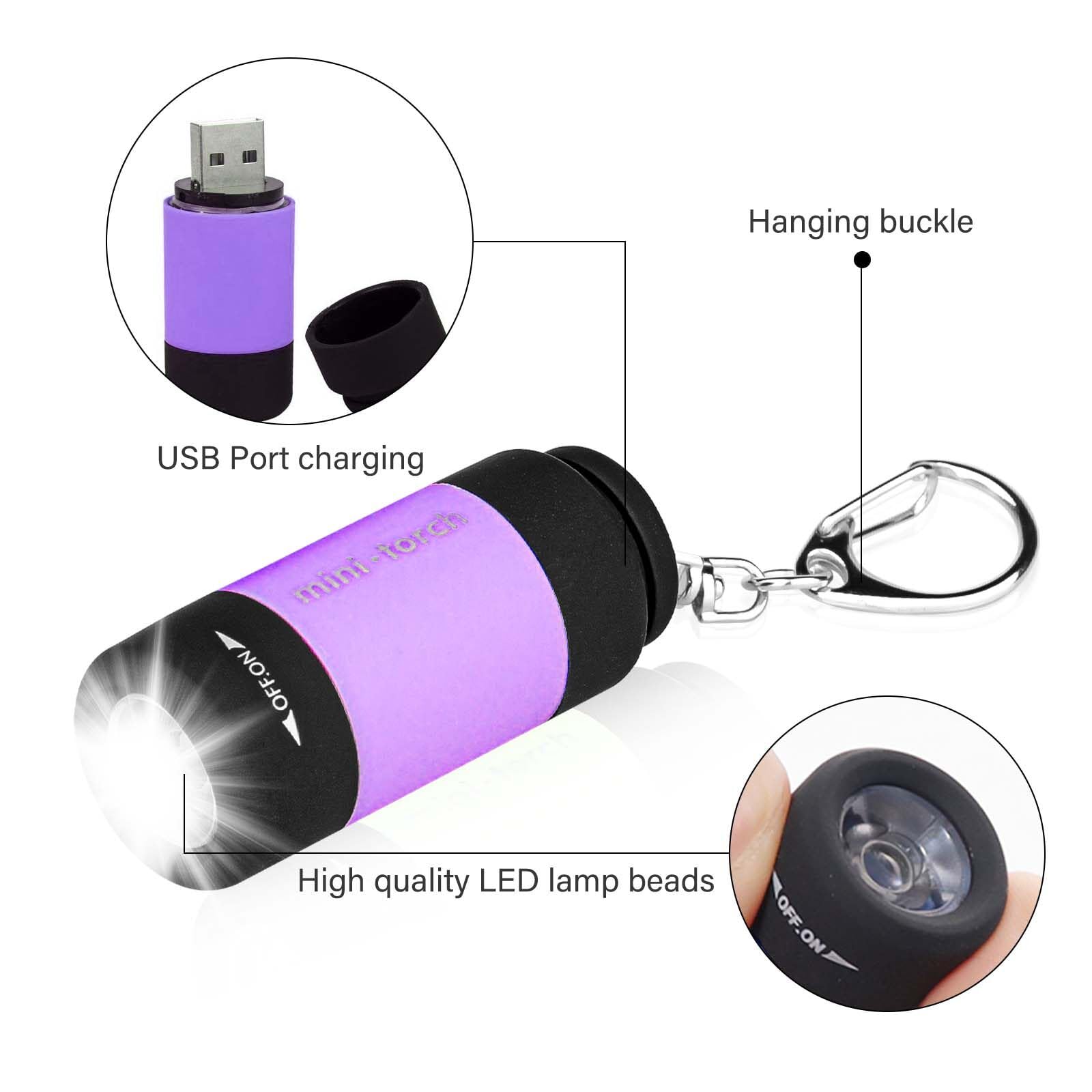 Torcia LED Tascabile Mini Portachiavi all'Ingrosso, 5 LED per Campeggio, Passeggiate Notturne e Attività all'Aperto