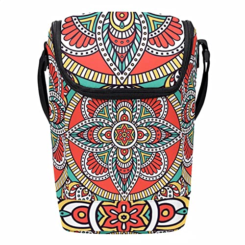 Lonchera grande psicodélica para evitar comida fría con correa cómoda 2