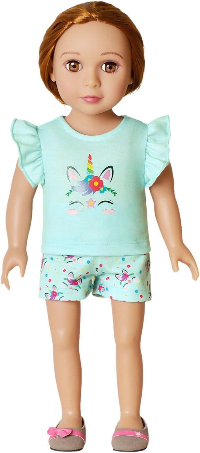 QPANCY Matching Girls & Dolls Pajamas Unicorn Pj Sets Summer Cotton Sleepwear … - Image 2