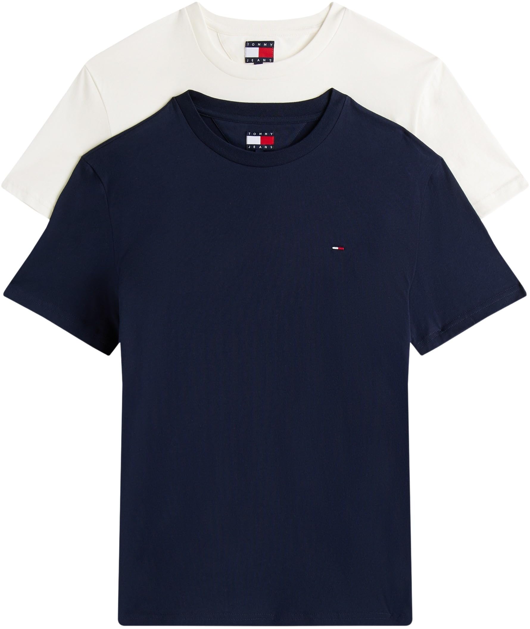 Tommy Jeans Mens TJM Xslim 2pack Jersey Tee Ext Dm0dm20687 S/S T-Shirt, Multi (Dark Night Navy/Ecru), XS UK