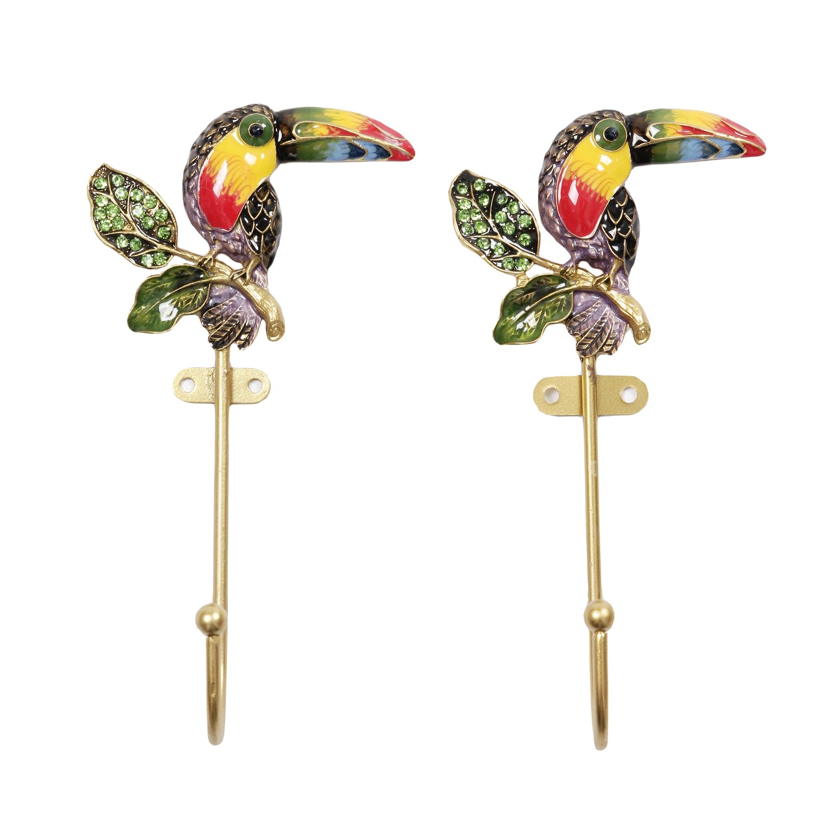 bordorsse Vintage Wall Hooks Decorative Rack Hangers, 2 Pack Metal Wall Mounted Hook with Bird Shape for Hanging Coats
