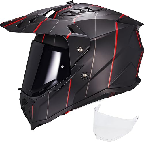 VCOROS Casco de motocicleta de aventura VS-908 ATV Dirt Bike Off Road Motocross casco de cara completa para adultos aprobado por DOT