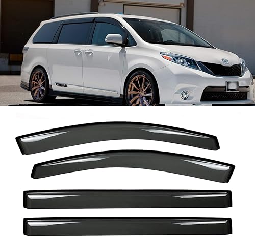 Deflector de ventana lateral con cinta adhesiva para Toyota Sienna Van 2011-2020, 4 unidades