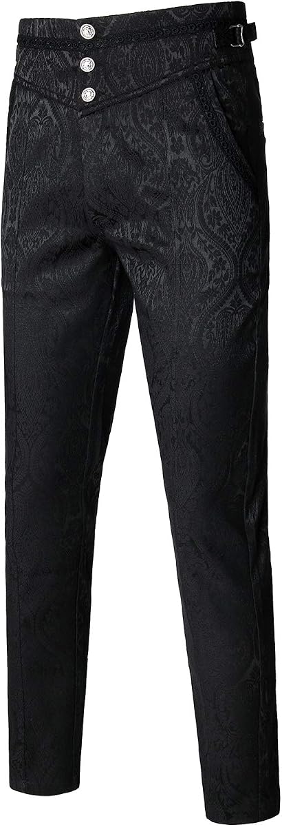 VATPAVE Mens Gothic Pants Cosplay Costume Steampunk Victorian Pants | Vampire, Renaissance, Pirate, Medieval, Viking, Halloween, Prom, Homecoming, Dance, Party, Weddings, Stage, High Waisted