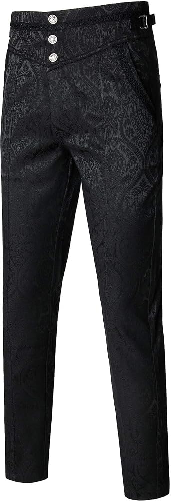 VATPAVE Mens Gothic Pants Cosplay Costume Steampunk Victorian Pants | Vampire, Renaissance, Pirate, Medieval, Viking, Halloween, High Waisted