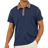 Mens Casual Polo Shirts Classic Short Sleeve Golf Shirt Fashion Button Cotton Top Summer Collared Polo Shirt