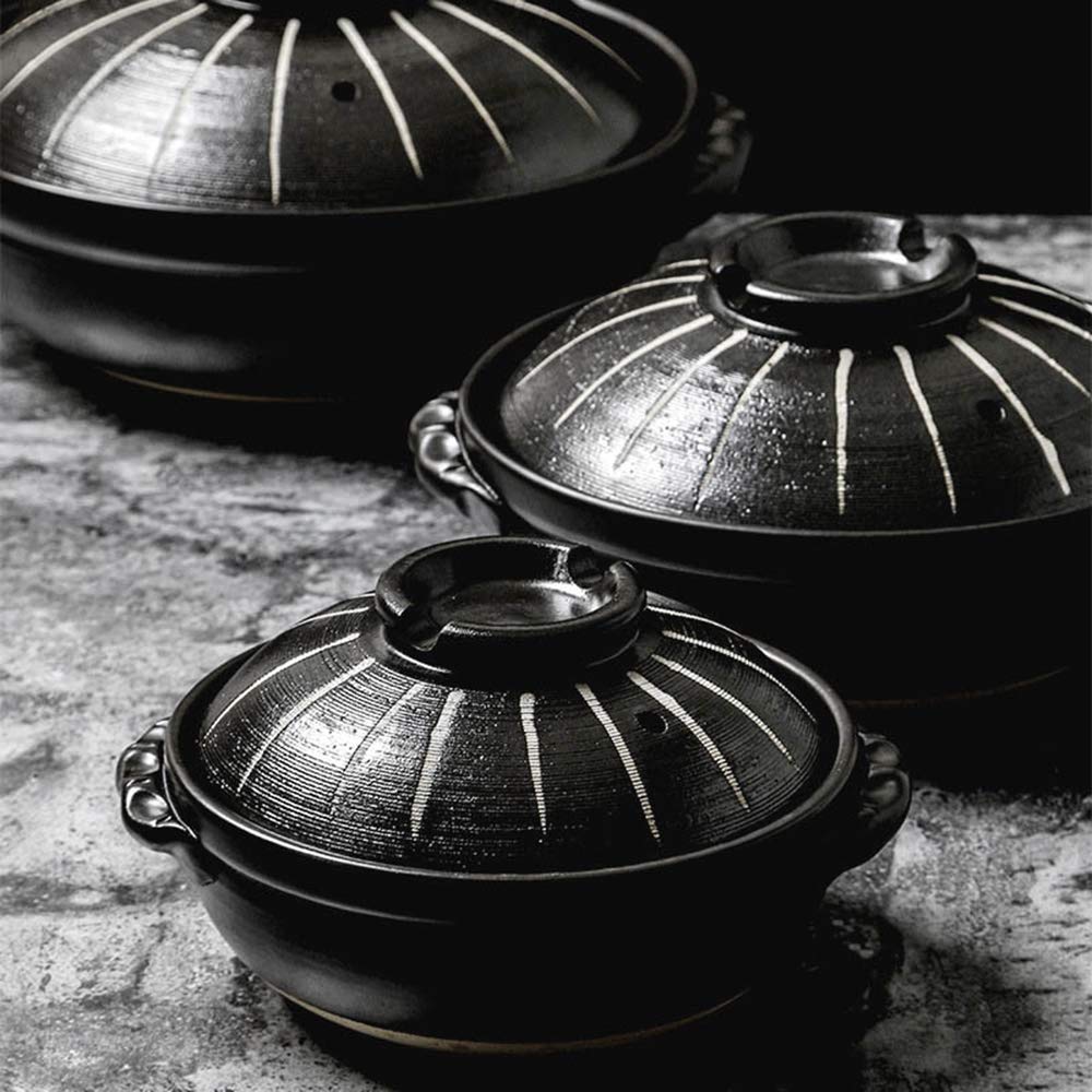 Kochtopf, Japanischer Hot Pot, Hitzebeständiger Keramik-Auflauf mit Deckel, Schmortopf für langsames Kochen, Runder Schmortopf, Suppentopf, Ölfreier Kochtopf B 0,9 l