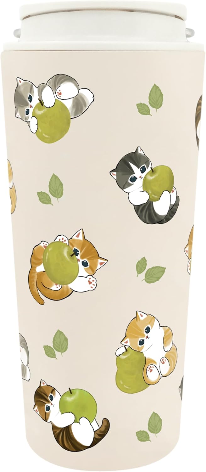 mofusand Vacuum Double Layer Carry Tumbler, 12.2 fl oz (360 ml), Handle, Lid Included, Mug, Hot or Cold Insulated, Cute, Cat 53-2181