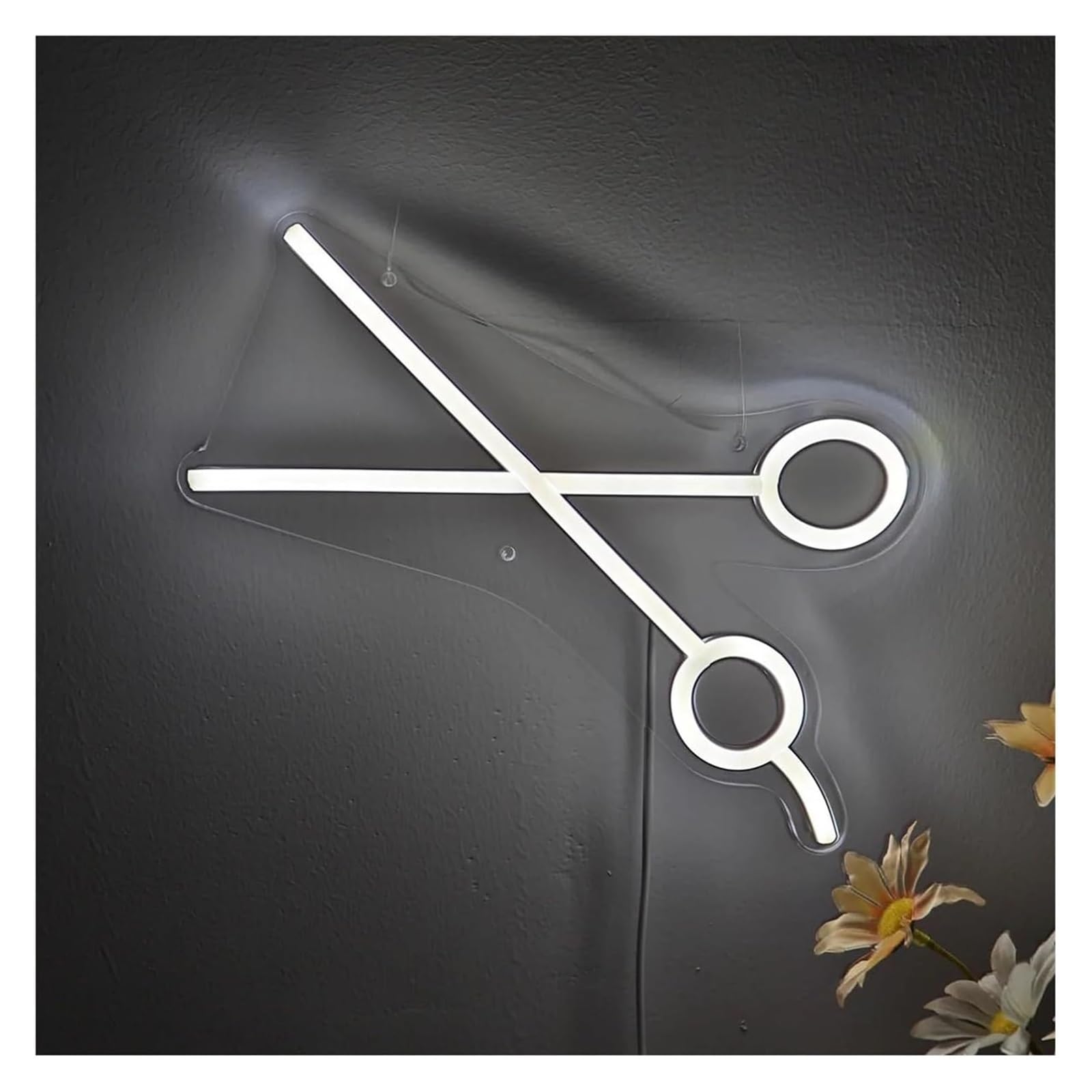 Luce al neon Insegna al neon con forbici bianche, alimentata tramite, luci dimmerabili, per parrucchieri, negozi, decorazioni da parete per feste, 14,9 cm × 27