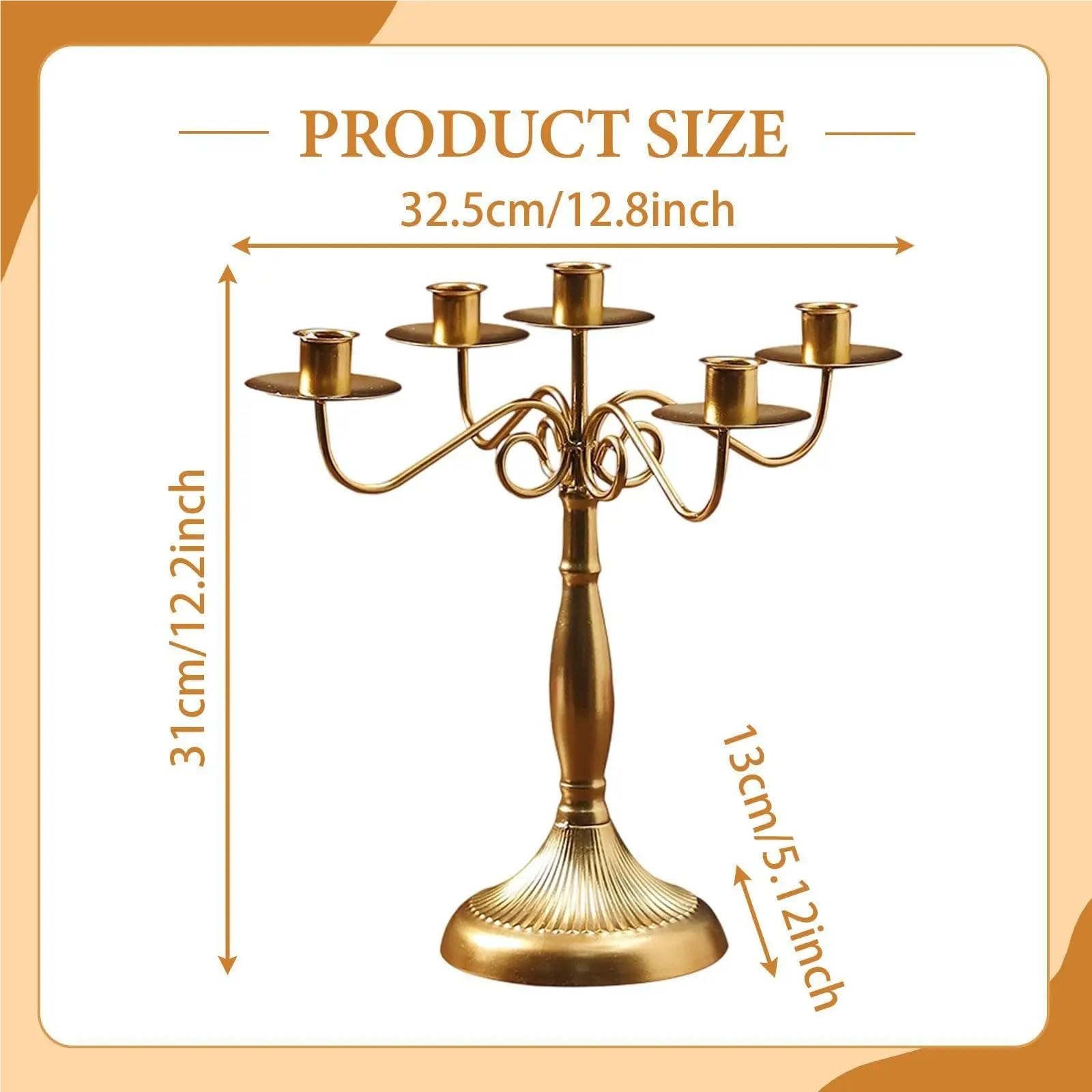 portacandele conici in ferro Candelabro multi braccio Portacandele for feste affusolato per vacanze(Gold with 3 Arms)