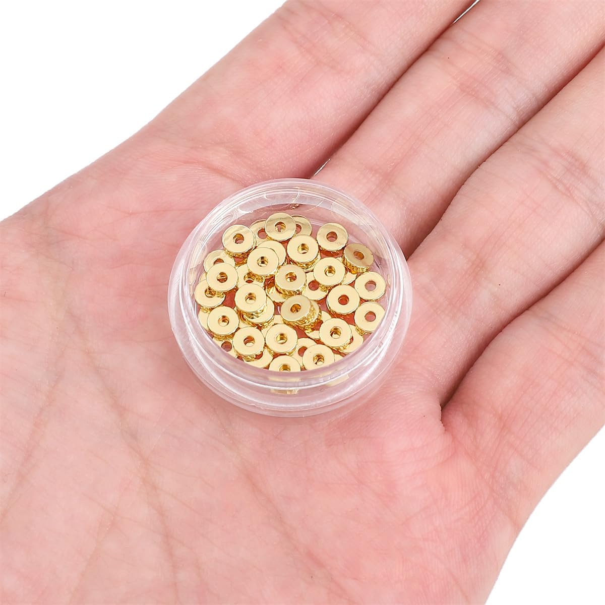 14K Gold Plated Disk Spacer Beads 4x1.2mm 50pcs for Jewelry Making Findings Non Tarnish - Image 2