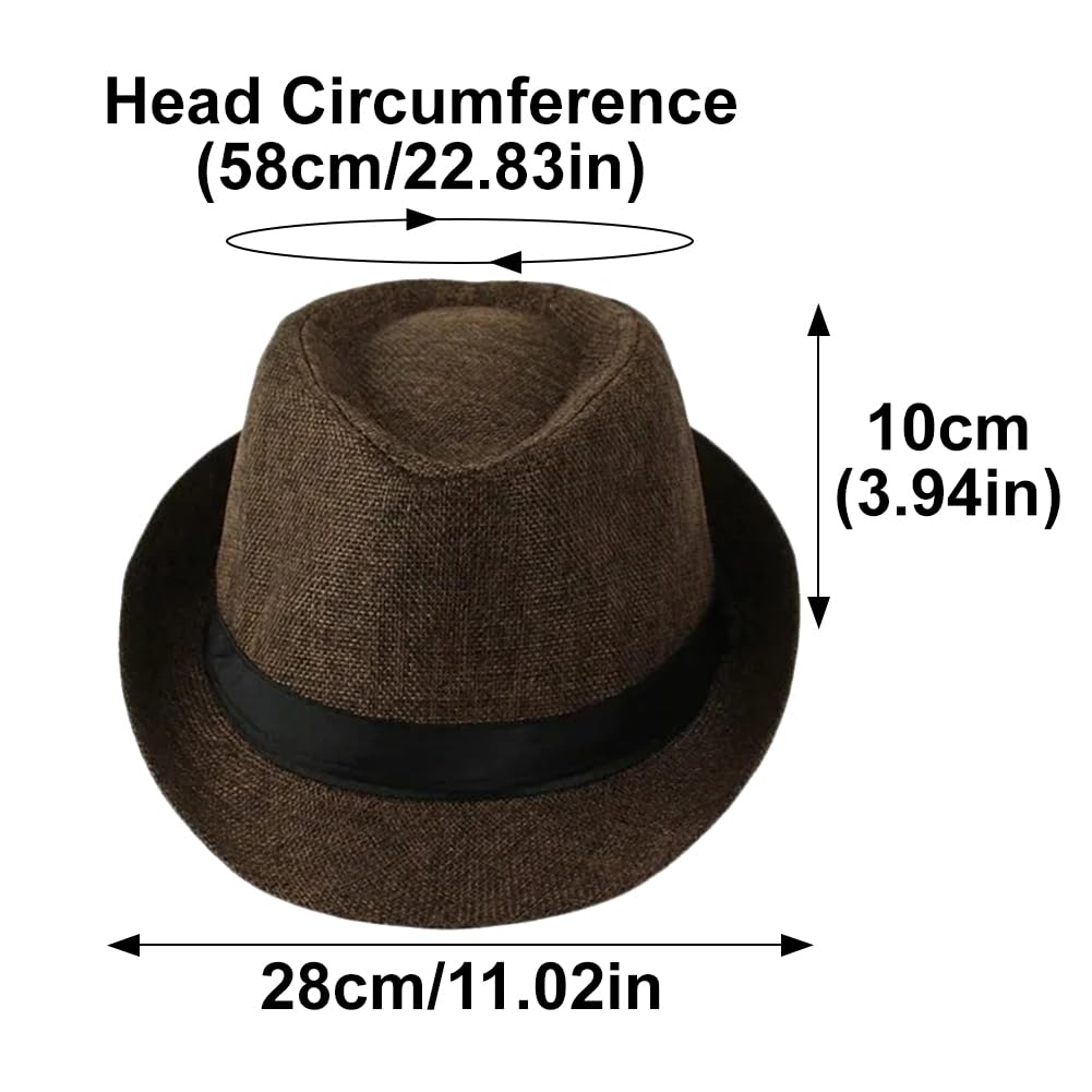 Sombreros Panamá de ala Corta, Sombreros Fedora Unisex para la Playa, Ideales para Fiestas, Disfraces y Bodas.