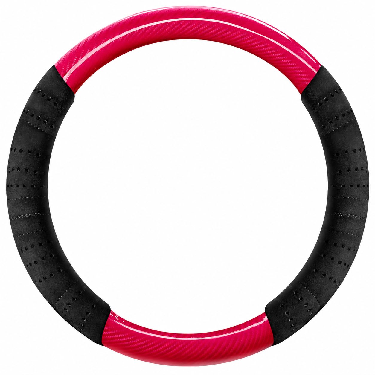 WAMZHGYOTC Carbon Fibre Steering Wheel Cover for BMW 3er M3 318d 320i 320d 330d 320e 330e 330i M340i M3340d, Anti Slip Breathable 15 Inch Wheel Protector,Red