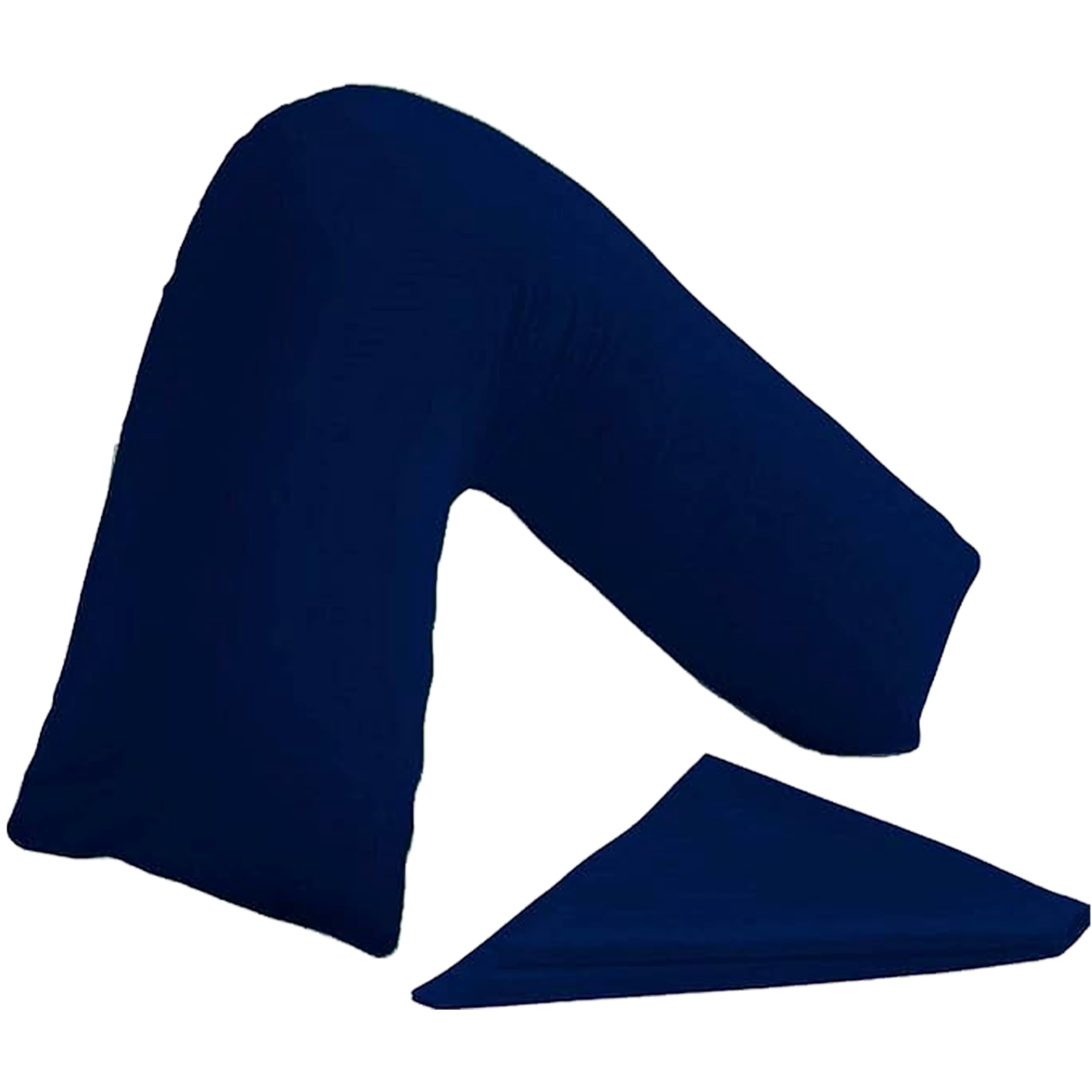 I&S Home Navy V Shaped Pillow With Pillowcase - Comfortable Triangle Pillow - Orthopaedic, Maternity And Pregnancy Support Pillow, Extra Filled Hollowfibre Soft Support For Neck, Back & Shoulder