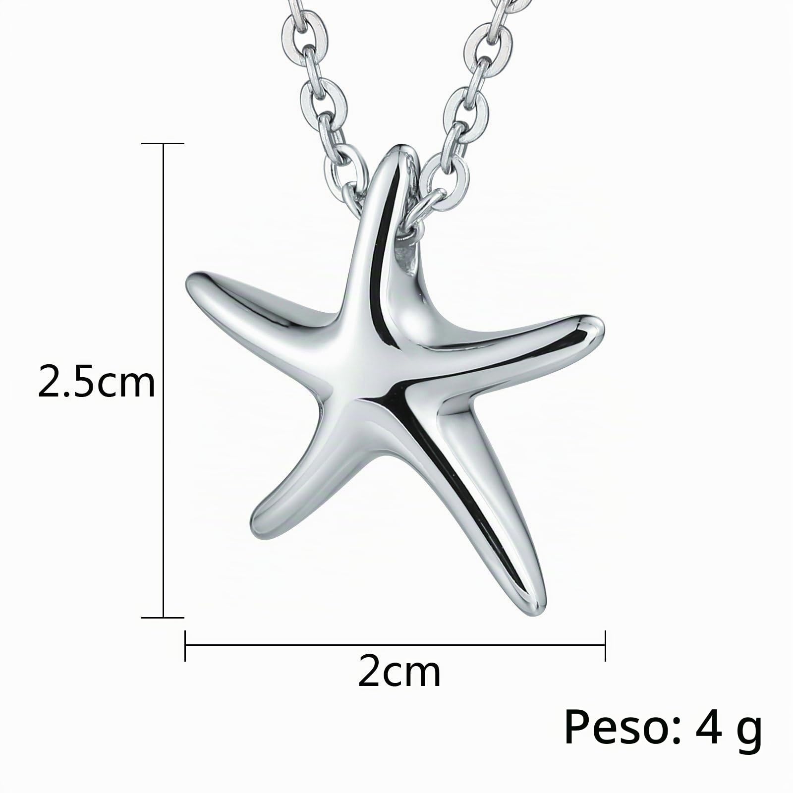 Daesar Collar Cenizas,Collar de Hombre Acero Inoxidable Estrella de Mar Colgante Cenizas Mascota Colgante Cenizas Plata