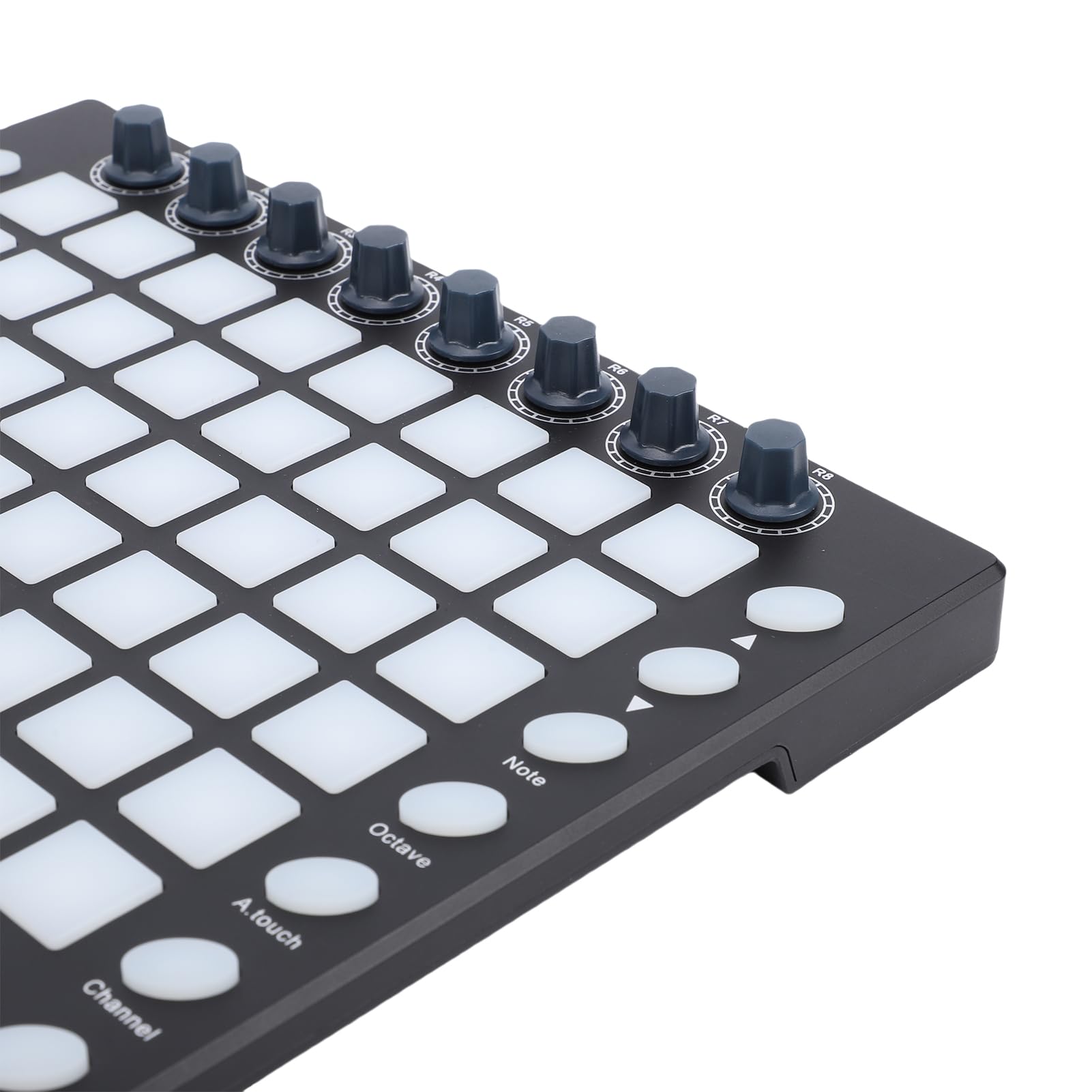 Dilwe Controlador MIDI, Beat Pad Portátil con 48 Pads RGB 8 Perillas 8 Atenuadores, USB Plug and Play para Producción Musical DJ Performance, Diseño Compacto para Uso en Estudio en Vivo