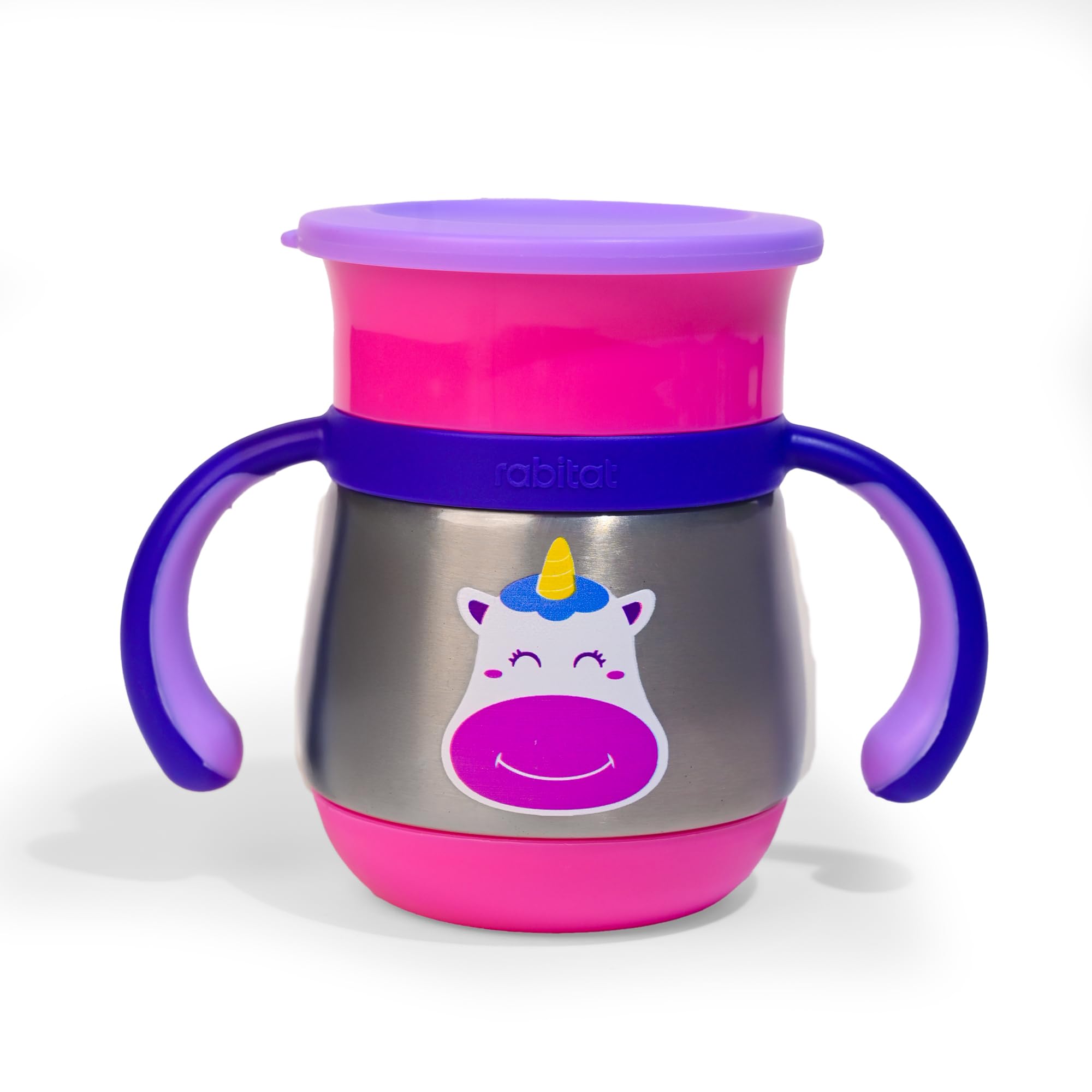 rabitat First Step 360 Training Cup Be Unic - 2 Years Brand Warranty I Stainless Steel Sippy Cup for Babies/Toddlers/Kids with Soft Silicone Rim/Ergonomic Design 390 ml