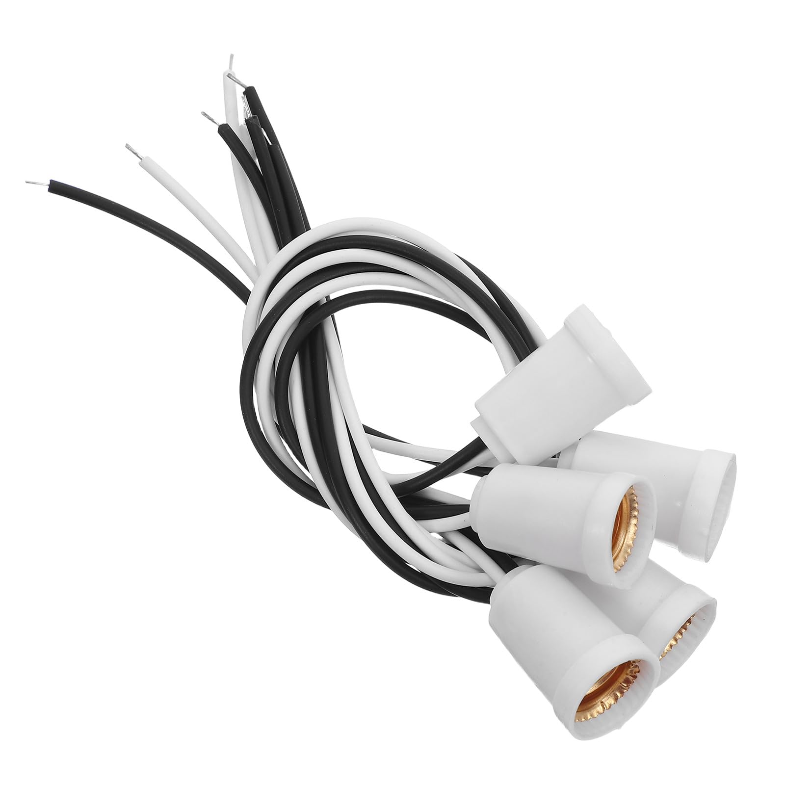 HOLIDYOYO E12 ソケット コード付き 5個セット 電球ソケット ランプホルダー 口金 白 DIY 工作 修理 増設 吊り下げ 照明器具 交換用 LED対応 ケーブル付き ホワイト