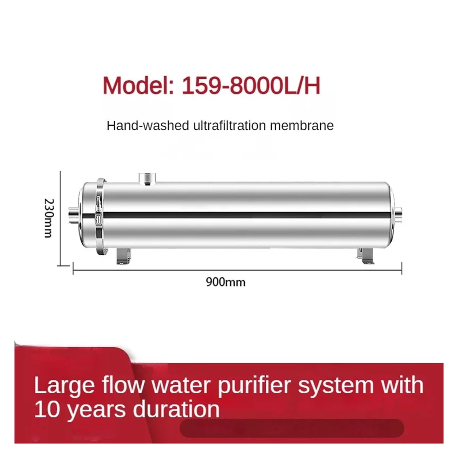 Purificador de Agua de Acero Inoxidable for Todo el hogar, purificador de Agua de ultrafiltración de Gran caudal, Filtro de Agua for Sistema doméstico de Bebida(159-8000L H)