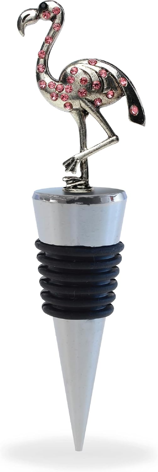 Cheers Flamingo Airtight Leak Proof Metal Wine Bottle Stopper - 5 Inches