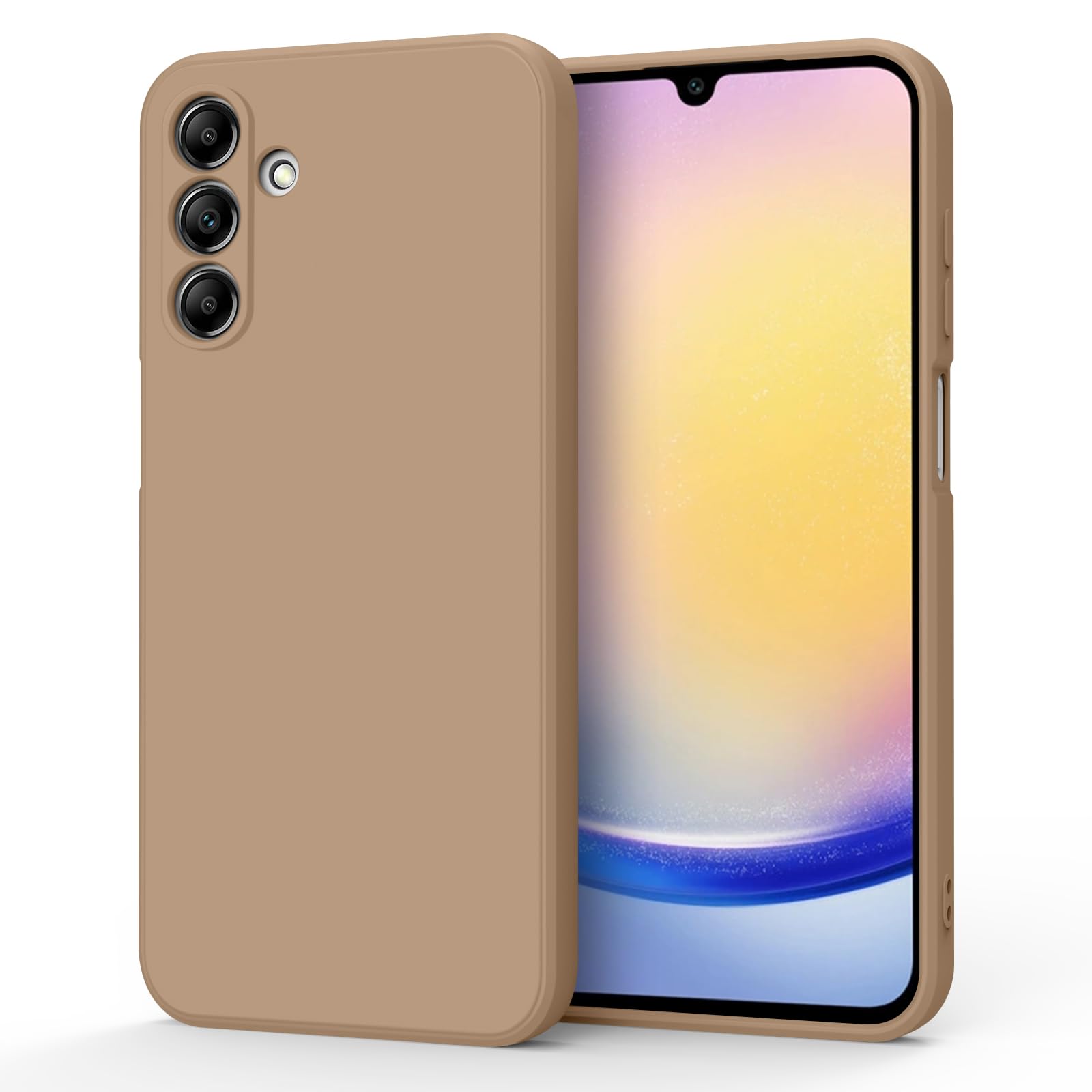 AK for Samsung Galaxy A25 5G Case, Stylish Slim Liquid Silicone Full-Body Protective Cover for Samsung Galaxy A25 5G Phone Case (Milk Tea)