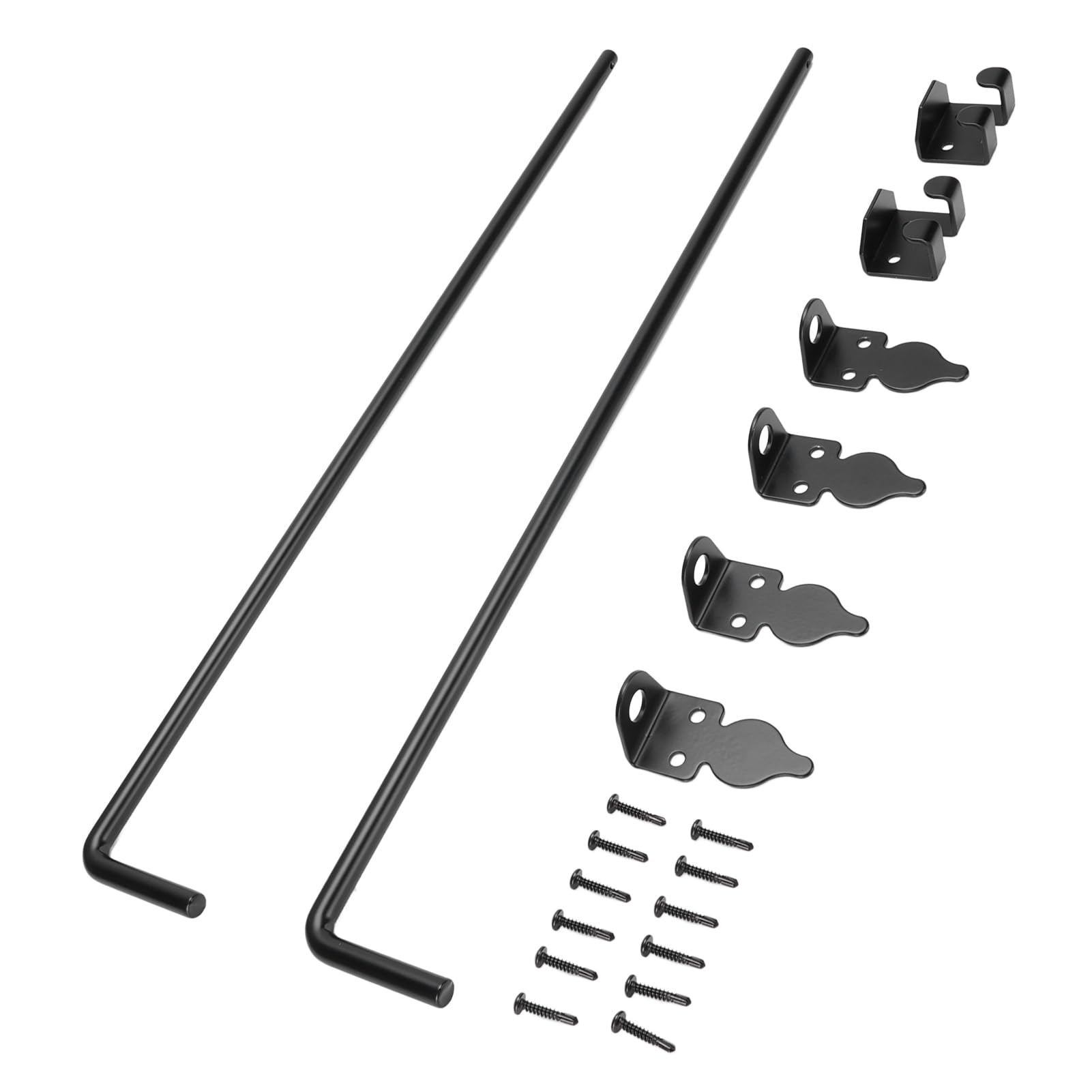 Cryfokt Varilla de Puerta de Acero de Aleación de 24 Pulgadas, Juego de 2 Varillas de Caída de Puerta con Sujetadores y Tornillos para de Madera, Adecuado para Uso en Exteriores