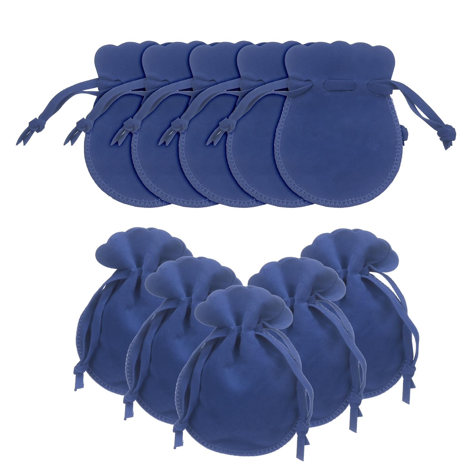 sourcing map 10 Pcs Small Velvet Drawstring Pouches, 2.8" x 3.5" Flannel Calabash Shape Drawstring Jewelry Pouches Velvet Jewelry Bags for Wedding Birthday Party Favors, Blue