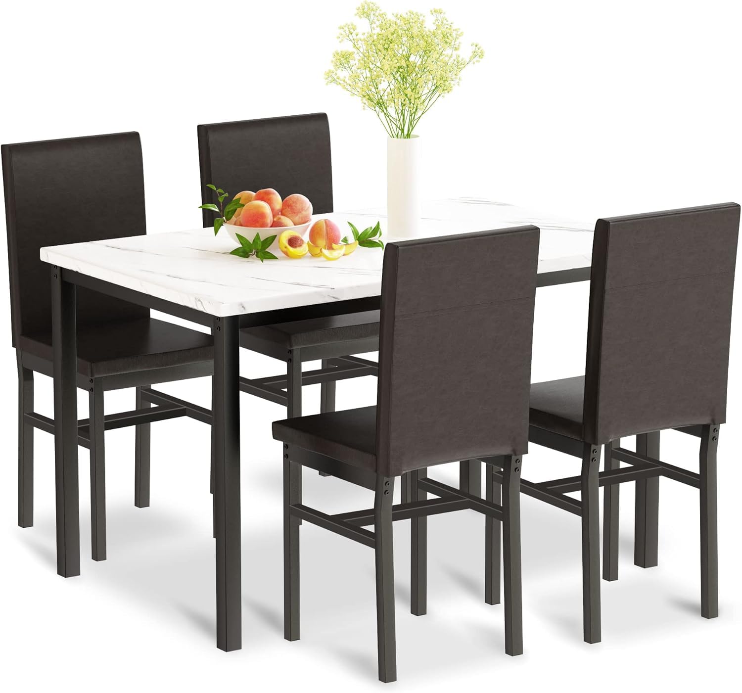 Amazon.com - Hooseng 5-Piece Dining Table Set for 4 with Faux