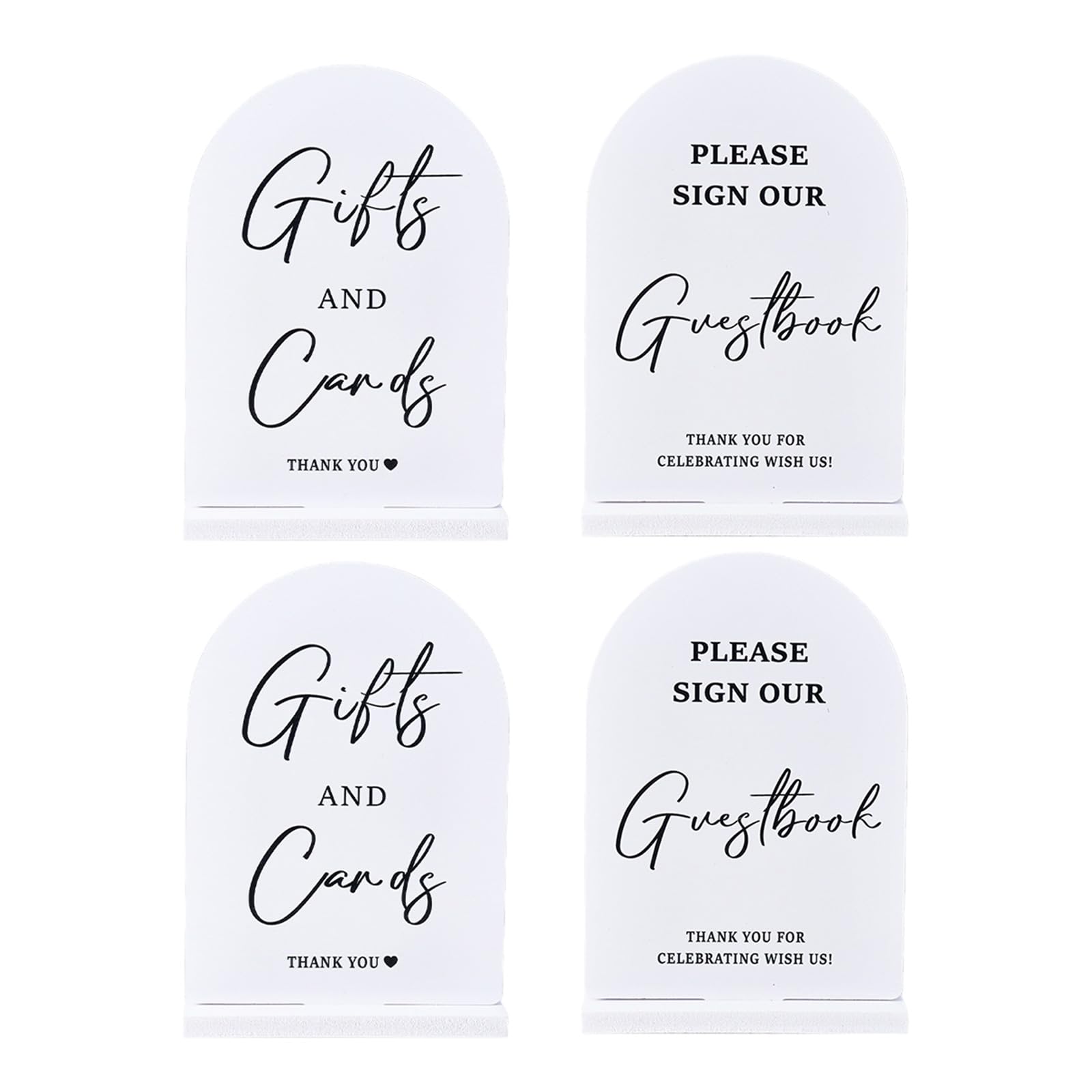 Arch Tabletop Wedding Signs for Guest Book and Cards, White PVC Reception Decor with Slot Base for Party Table Guestbook Sign Cards Table Sign Arch Wedding Reception Decor Bridal Shower Party Marker