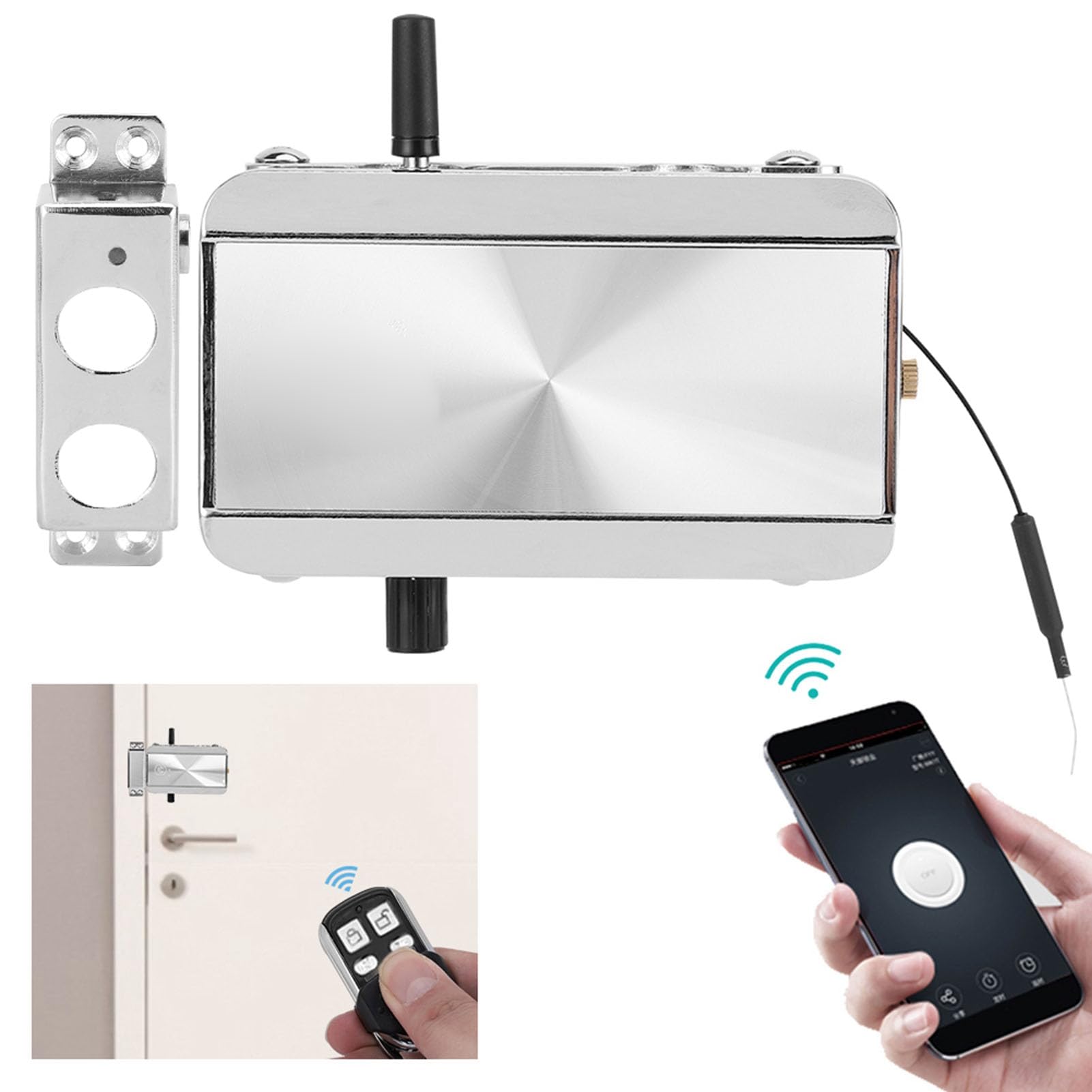Hidyliu Kit de Control Remoto con Cerradura de Puerta Bluetooth, Diseño Oculto, Antirrobo para el Hogar, Hotel, Apartamentos, Acero Inoxidable Duradero, 4 Mandos a Distancia